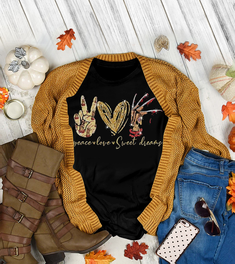 Peace Love Sweet Dreams Freddy Krueger Claw T-Shirt