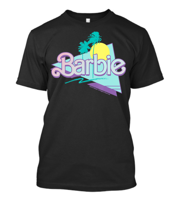Barbie Pastel 90s Retro Logo With Palm Trees And Sunburst T-Shirt