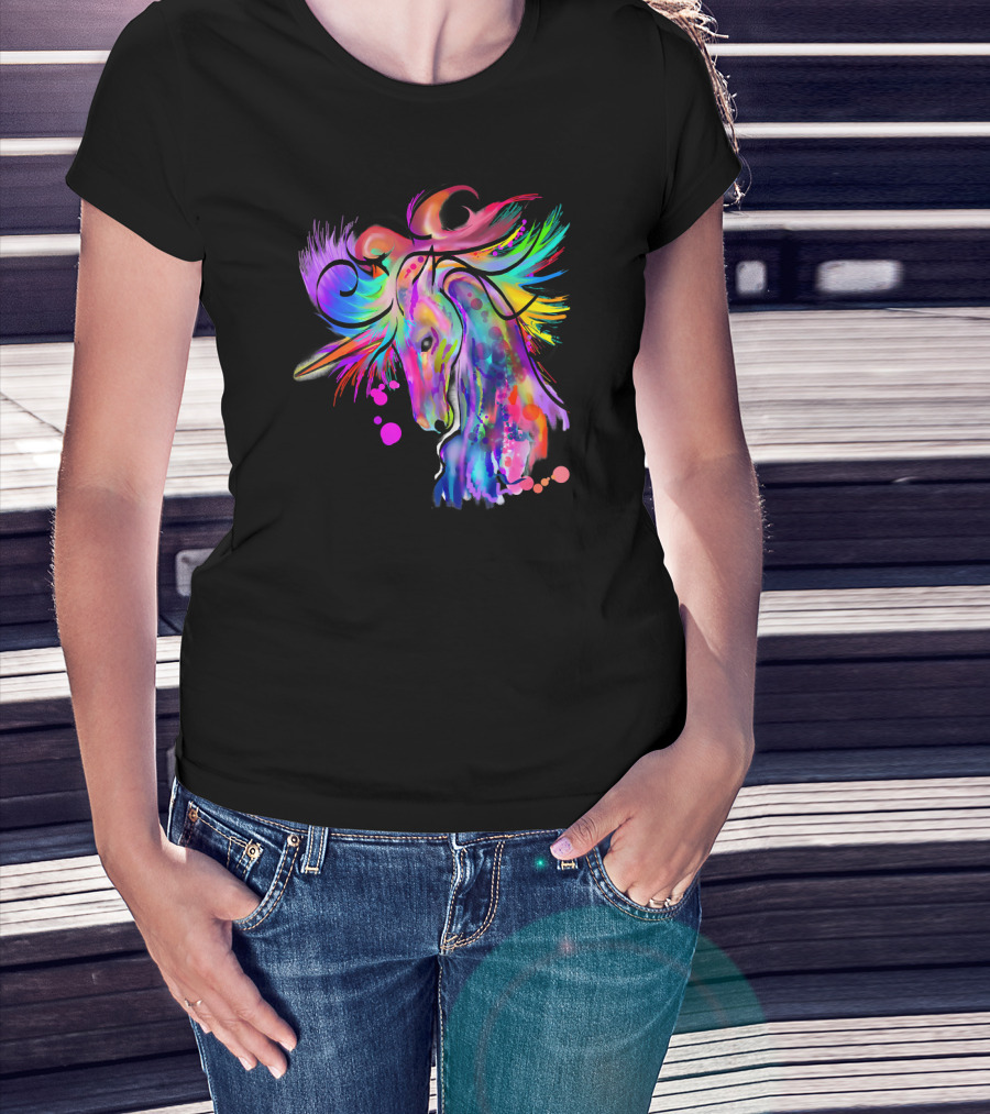 Colorful Rainbow Beautiful Unicorn Artistry T-Shirt