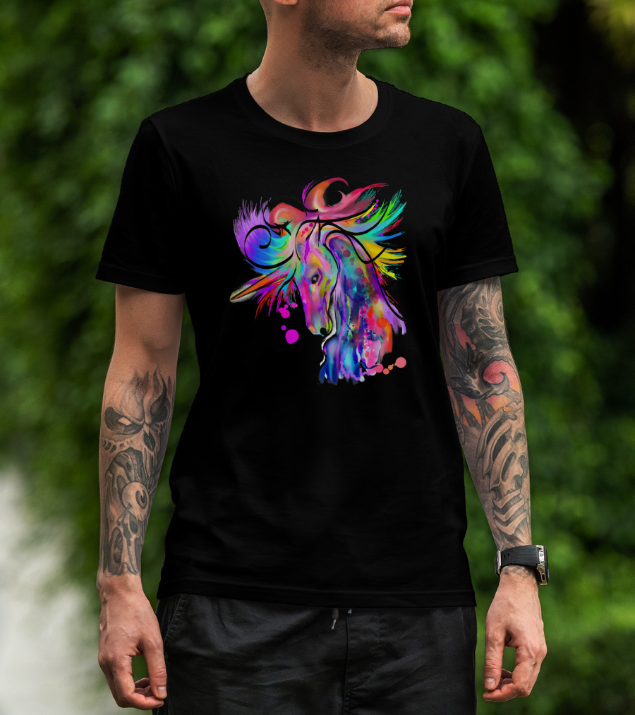 Colorful Rainbow Beautiful Unicorn Artistry T-Shirt