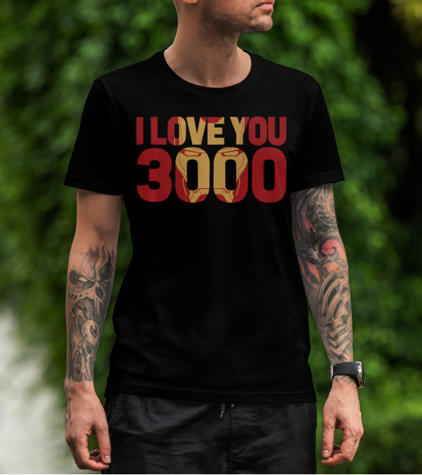 Marvel Avengers Endgame Iron Man I Love You 3000 Iconic Text Fill T-Shirt