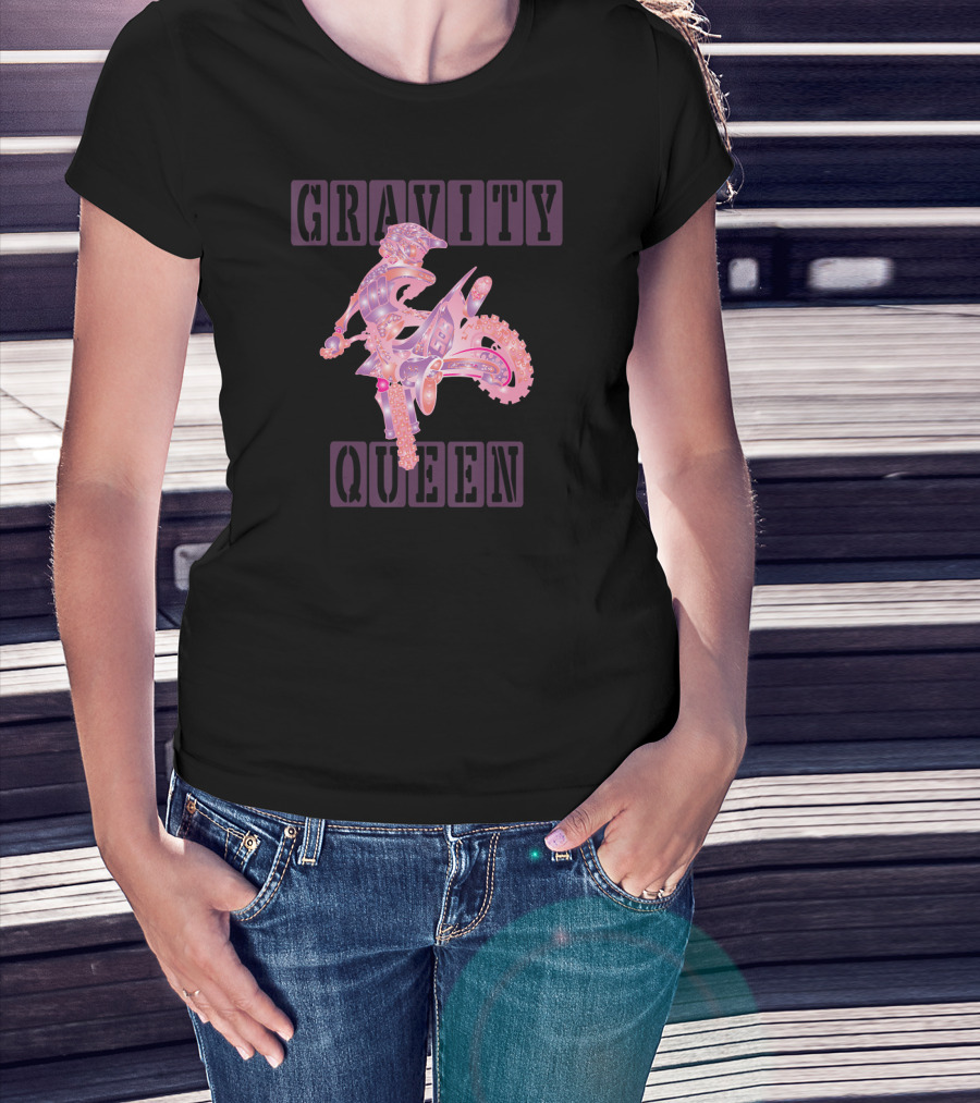 Gravity Queen Dirt Bike Rider Motocross Gravity Check T-Shirt