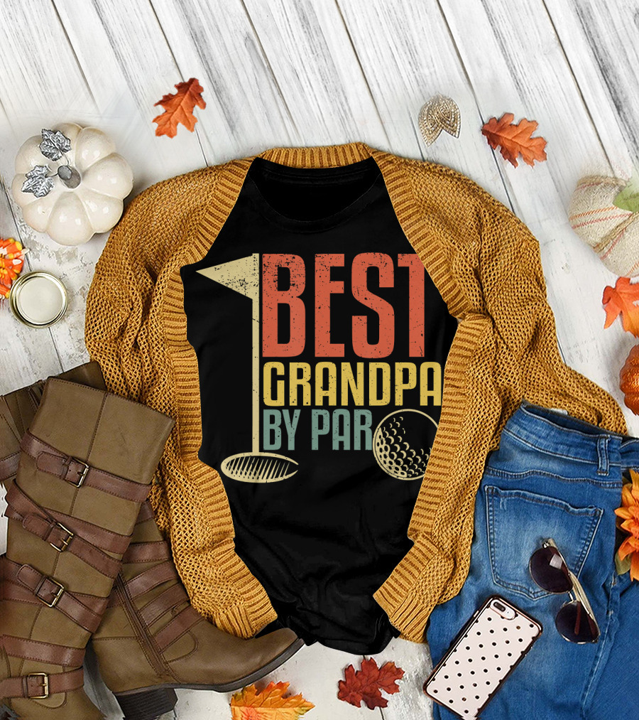 Funny Father's Day for Golf Lovers Best Grandpa By Par T-Shirt