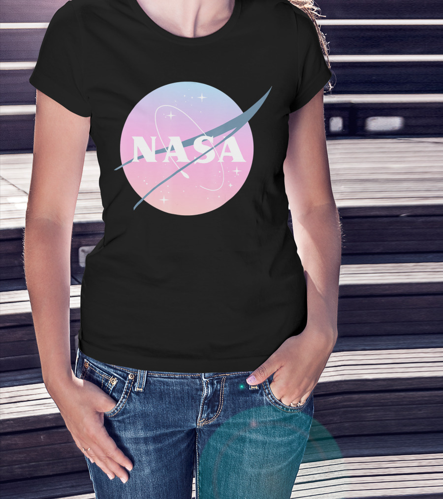 NASA Pastel Rainbow Space Logo Astronaut Outer Space Emblem T-Shirt