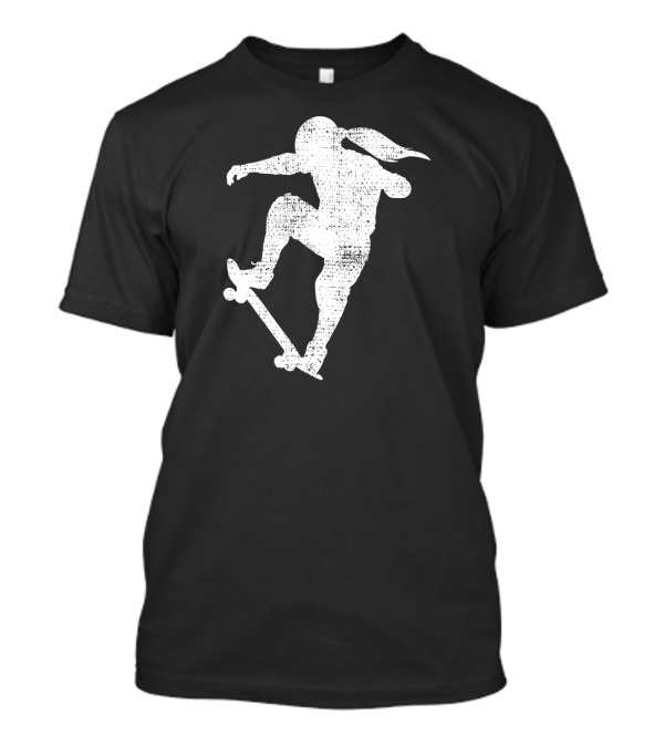 Skater Girl Skateboard Skateboarder Silhouette Riding Skateboard T-Shirt