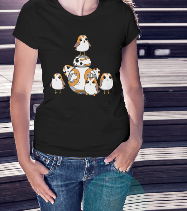 Porgs Playing Around BB-8 From Star Wars T-Shirt