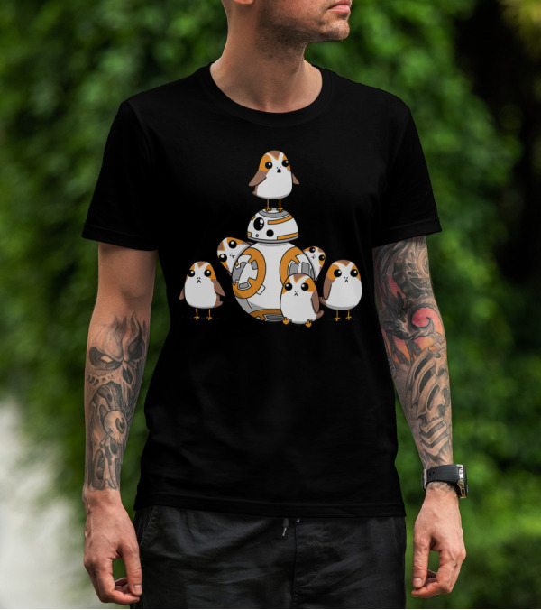 Porgs Playing Around BB-8 From Star Wars T-Shirt