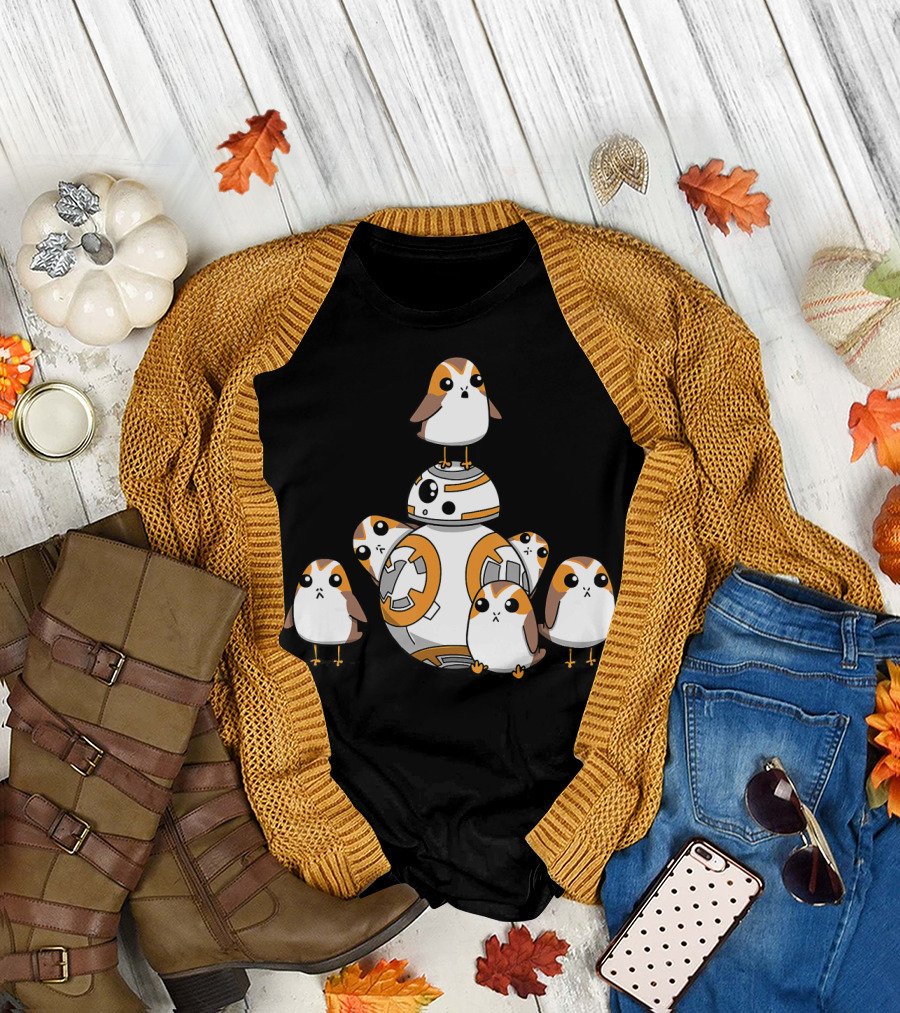 Porgs Playing Around BB-8 from Star Wars T-Shirt