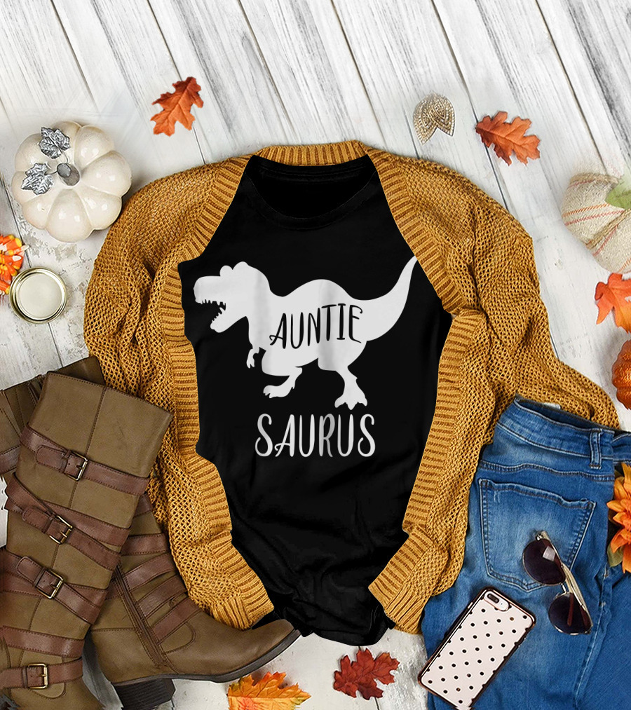 Auntie Saurus Dinosaur Family Matching Aunt T-Shirt