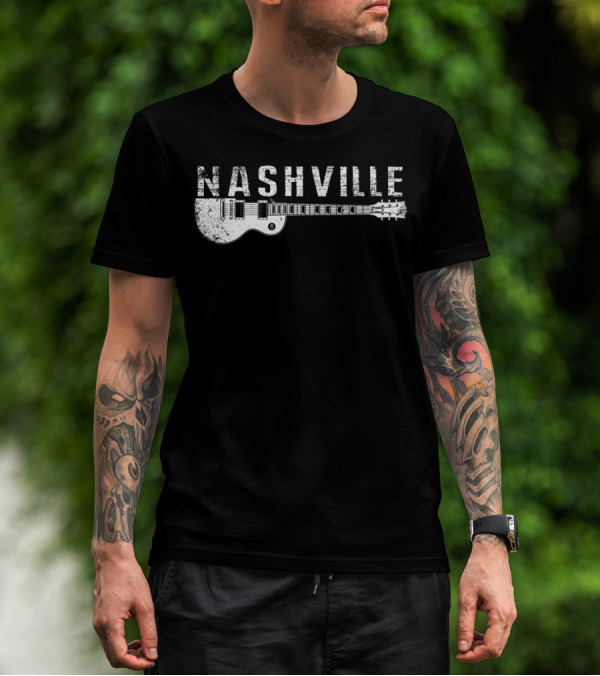 Nashville Guitar Music Country Music Lovers Iconic Instrument Themes T-Shirt