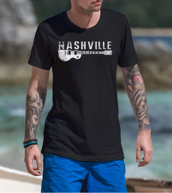 Nashville Guitar Music Country Music Lovers Iconic Instrument Themes T-Shirt