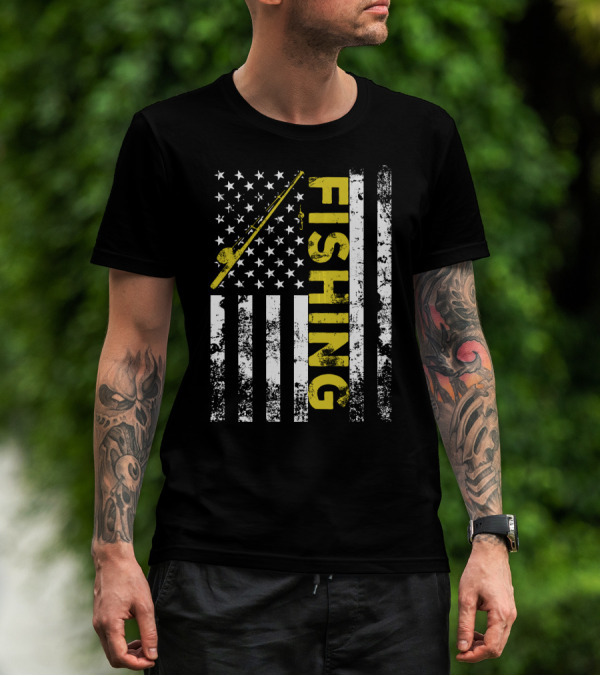 American Flag Fishing USA Patriotic T-Shirt