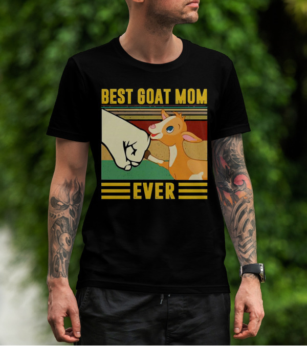 Best Goat Mom Ever Fist Bump With Adorable Cartoon Kid T-Shirt