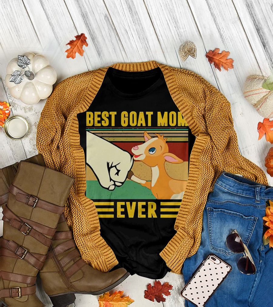 Best Goat Mom Ever Fist Bump with Adorable Cartoon Kid T-Shirt