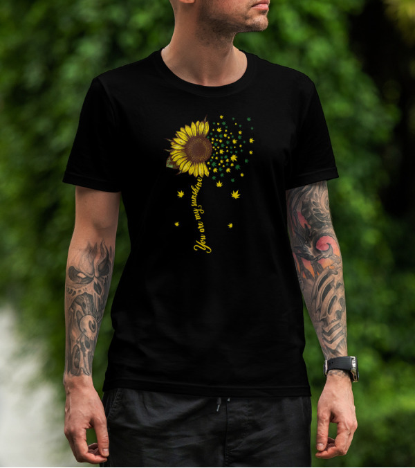 Funny You Are My Sunshine Sunflower Weed Leaf Blossoms T-Shirt
