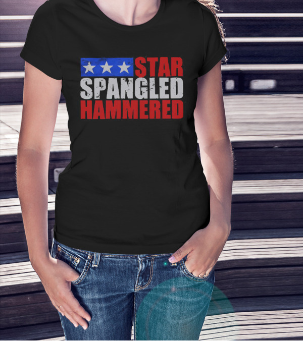 Star Spangled Hammered USA Patriotic Festival Party Wear T-Shirt