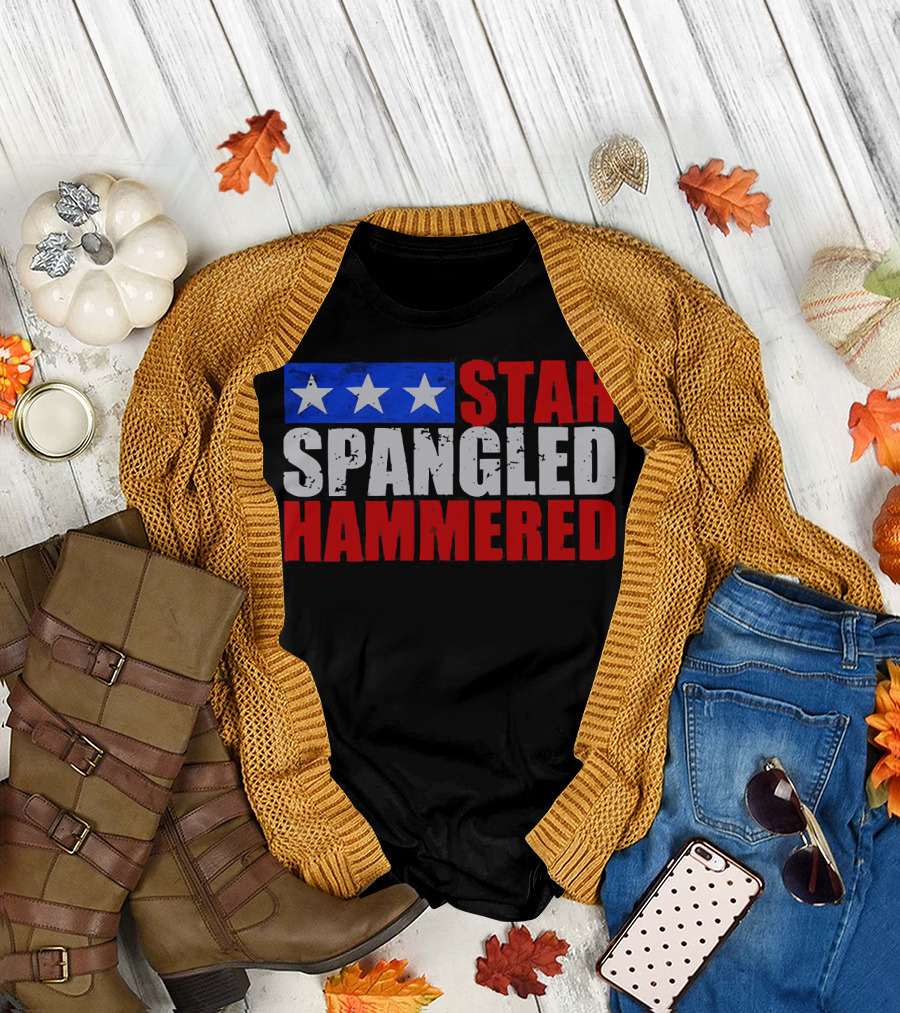 Star Spangled Hammered USA Patriotic Festival Party Wear T-Shirt