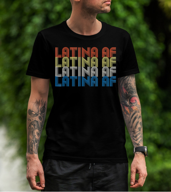 Latina AF Vintage Feminist Rainbow Stripes T-Shirt