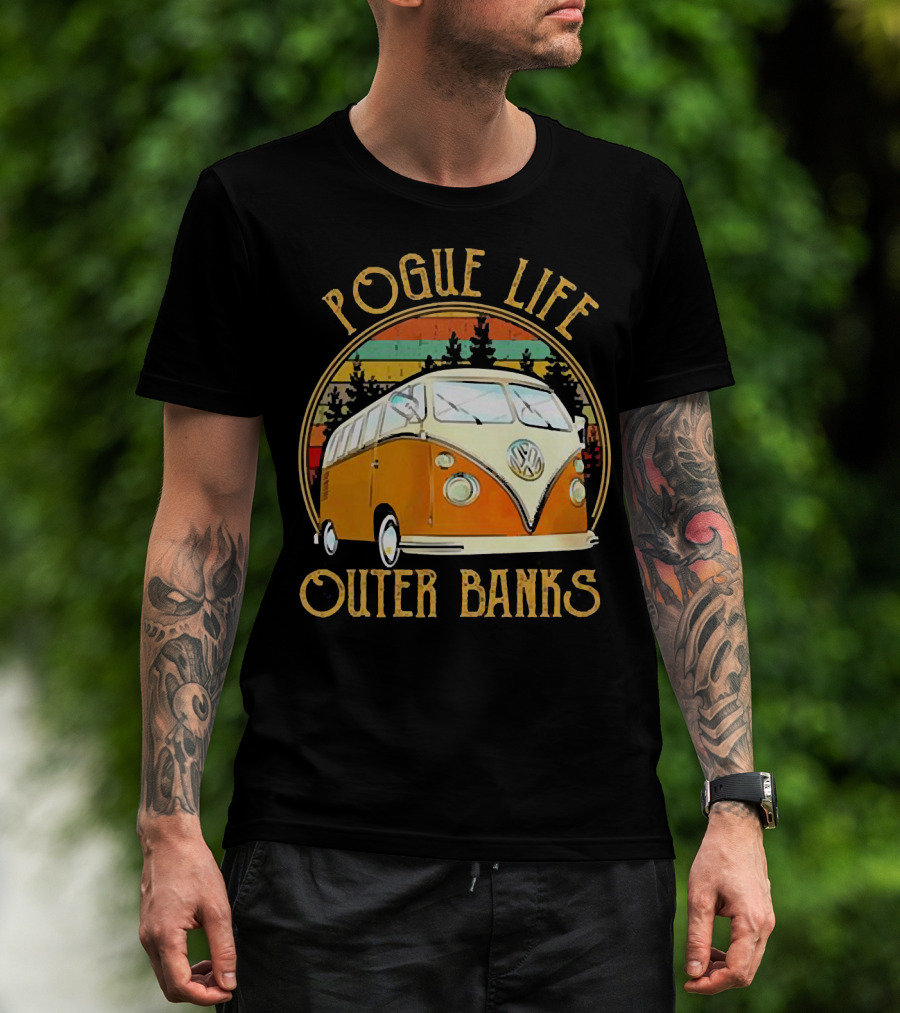 Pogue Life Outer Banks Volkswagen Vintage Van Retro Sunset T-Shirt