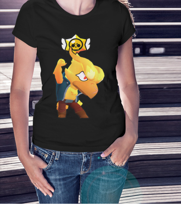 Brawl Stars Crow Character Icon With Skull Star Badge T-Shirt