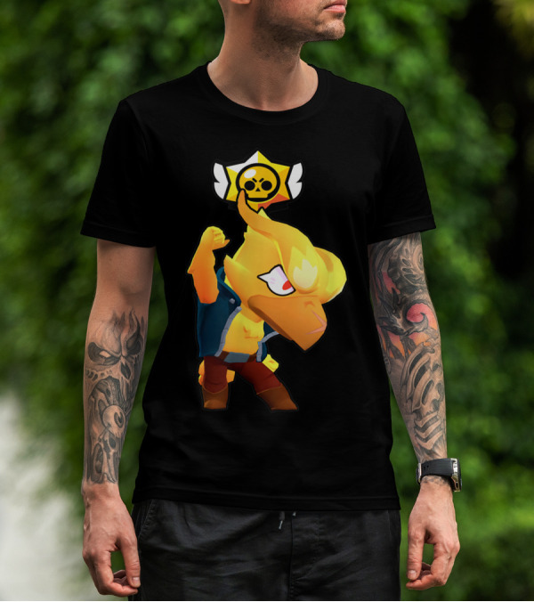 Brawl Stars Crow Character Icon With Skull Star Badge T-Shirt