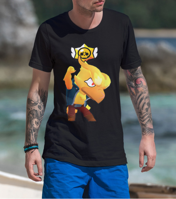 Brawl Stars Crow Character Icon With Skull Star Badge T-Shirt