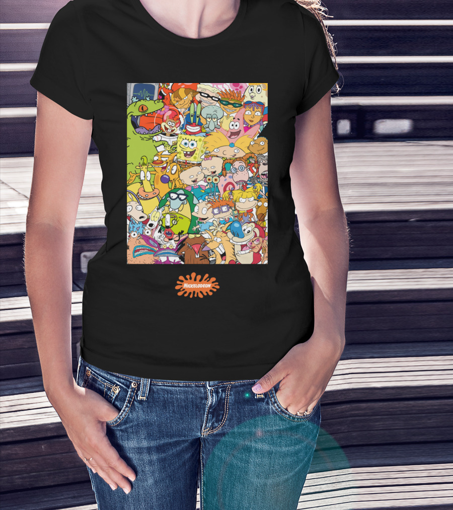 Nickelodeon 90s Cartoon Characters Compilation Group Shot T-Shirt