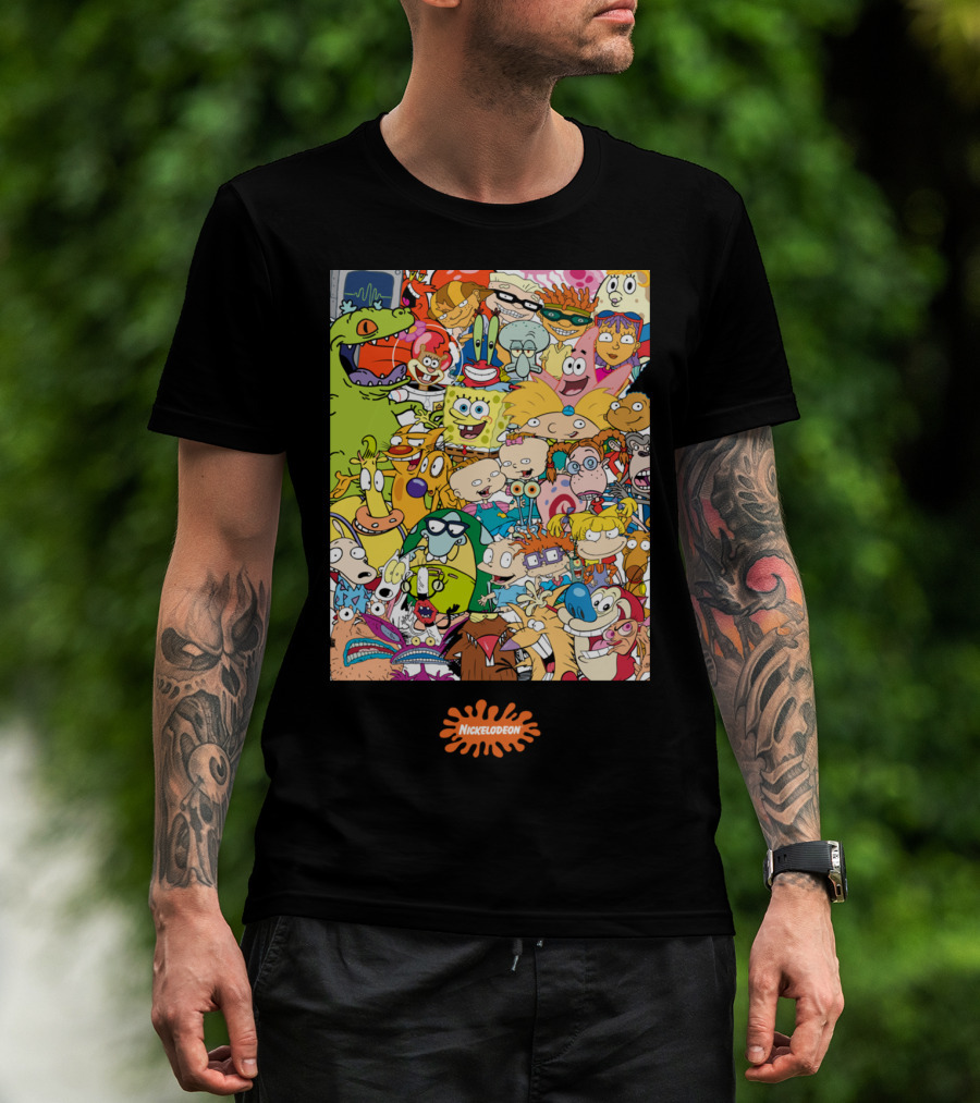Nickelodeon 90s Cartoon Characters Compilation Group Shot T-Shirt
