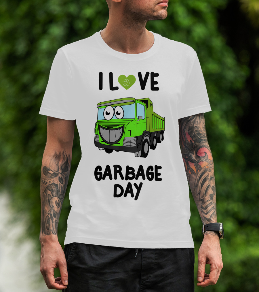 I Love Garbage Day Vintage Style Cartoon Garbage Truck T-Shirt