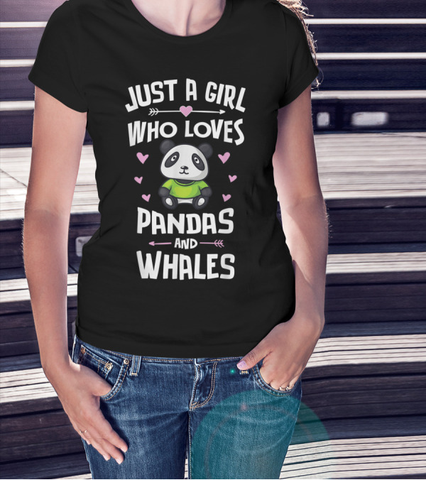 Just A Girl Who Loves Pandas And Whales Cute Panda Heart Arrows T-Shirt