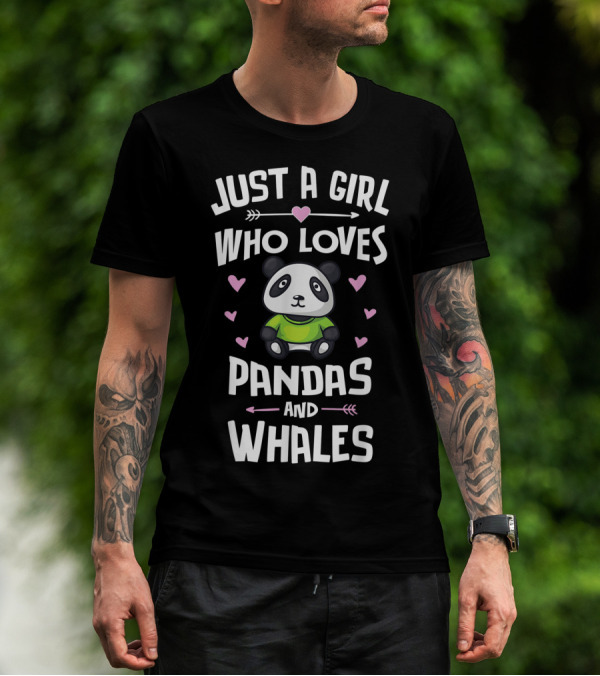 Just A Girl Who Loves Pandas And Whales Cute Panda Heart Arrows T-Shirt