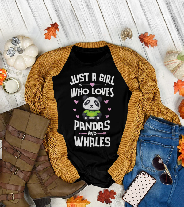 Just A Girl Who Loves Pandas And Whales Cute Panda Heart Arrows T-Shirt