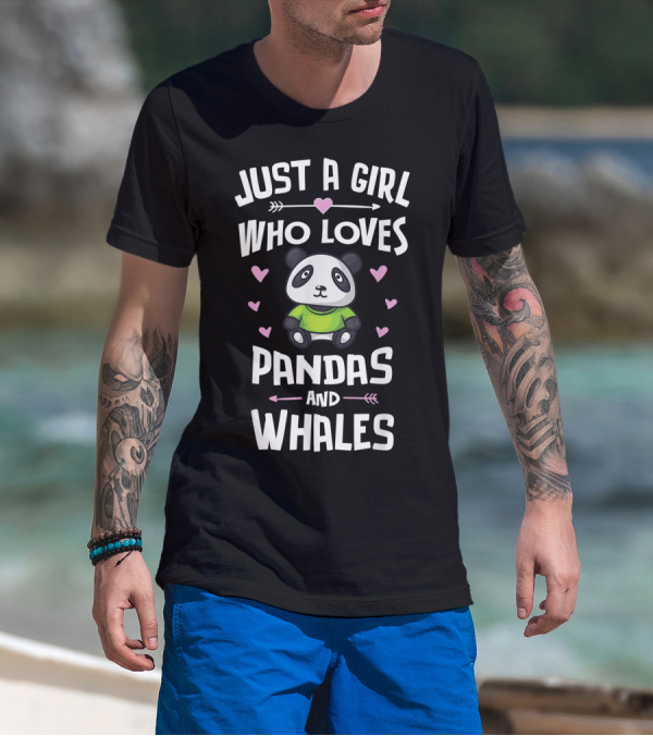 Just A Girl Who Loves Pandas And Whales Cute Panda Heart Arrows T-Shirt