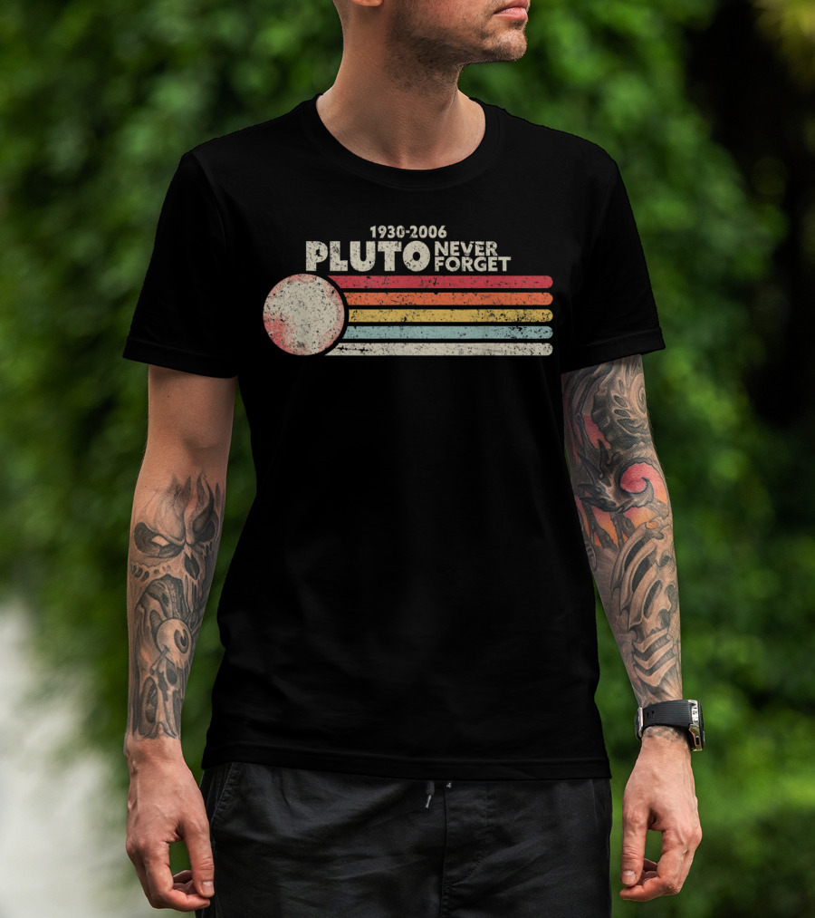 1930-2006 Pluto Never Forget Retro Stripes T-Shirt