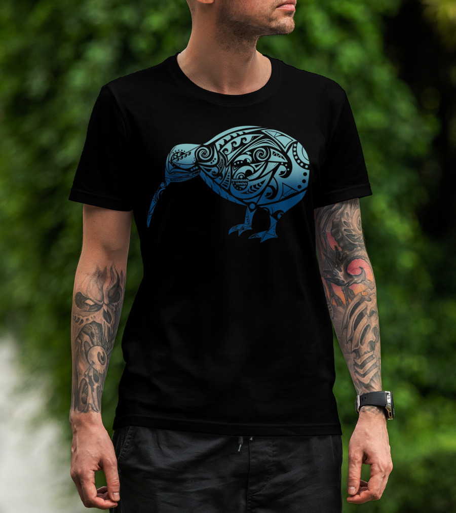 Polynesia Maori Kiwi Bird Ocean Blue T-Shirt