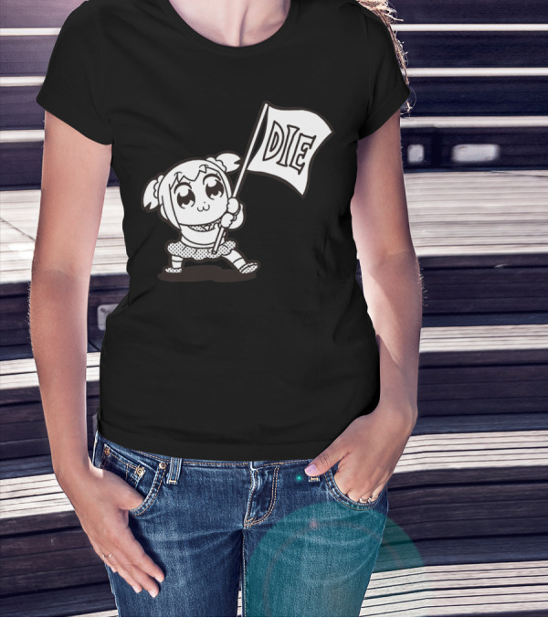 Pop Team Epic Popuko Holding Die Banner T-Shirt