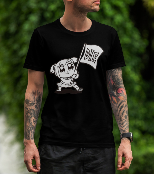Pop Team Epic Popuko Holding Die Banner T-Shirt