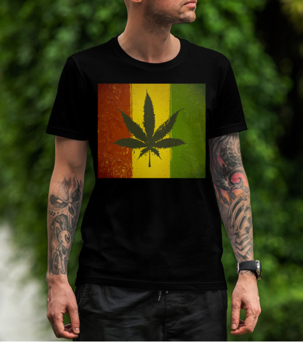 Rasta Jamaican Marijuana Leaf Legalized Pot Flag T-Shirt