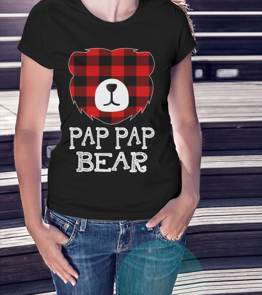 Pap Pap Bear Red Plaid Buffalo T-Shirt