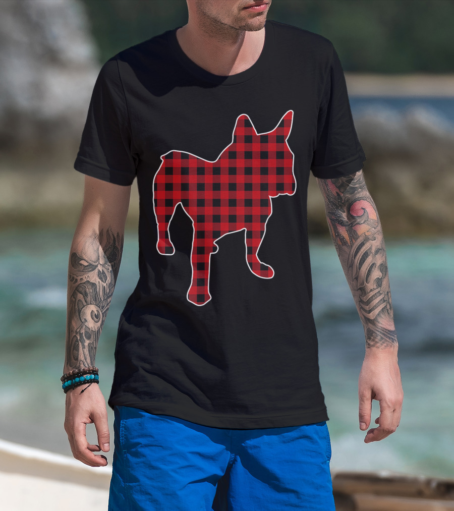 French Bulldog Red Buffalo Plaid Christmas T-Shirt