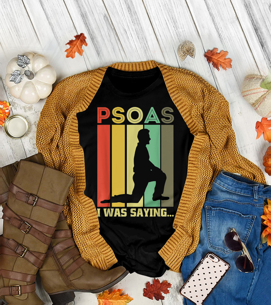 Psoas I Was Saying Retro Silhouette on Color Stripes T-Shirt