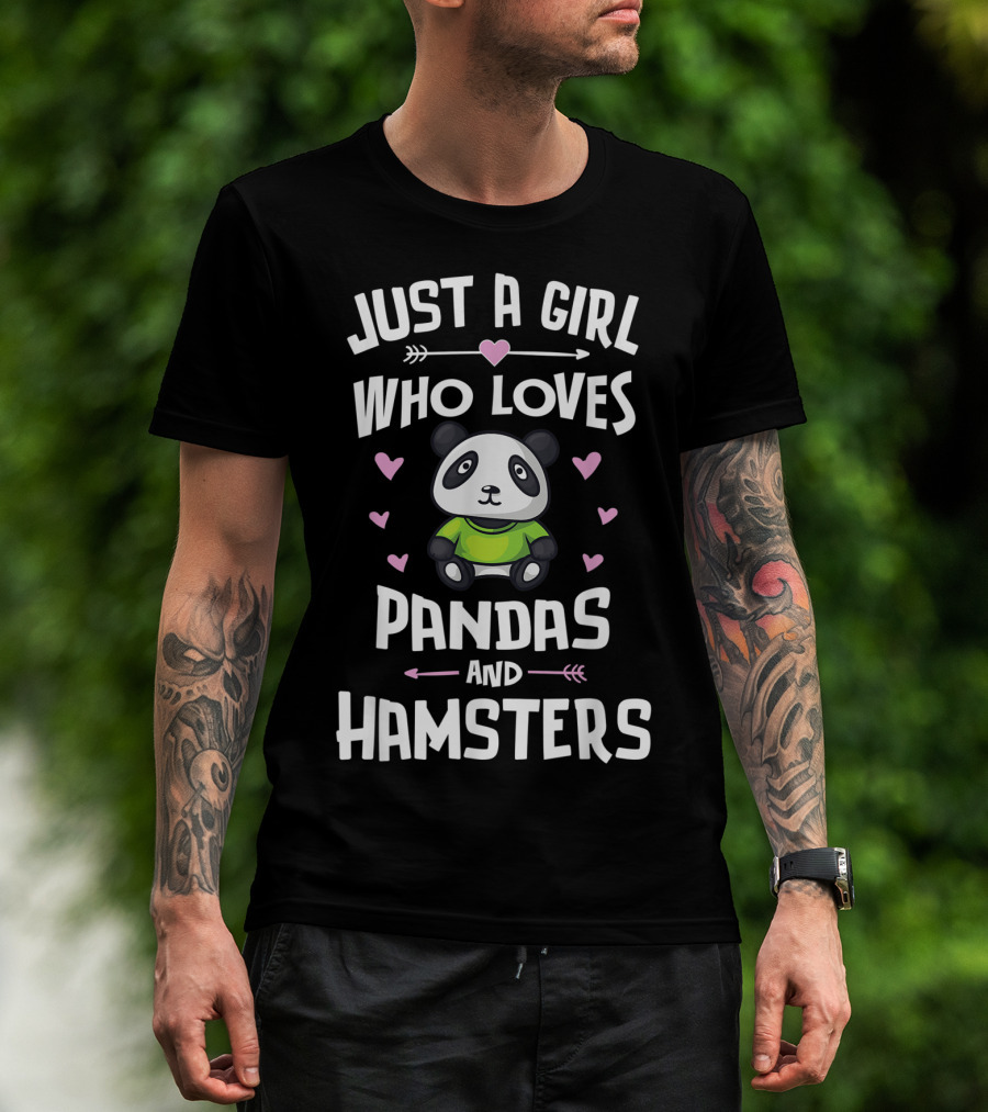 Just A Girl Who Loves Pandas And Hamsters Hearts Arrow T-Shirt