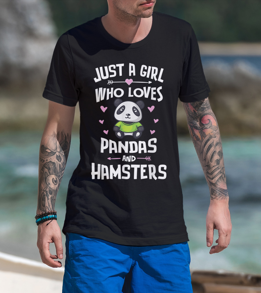 Just A Girl Who Loves Pandas And Hamsters Hearts Arrow T-Shirt