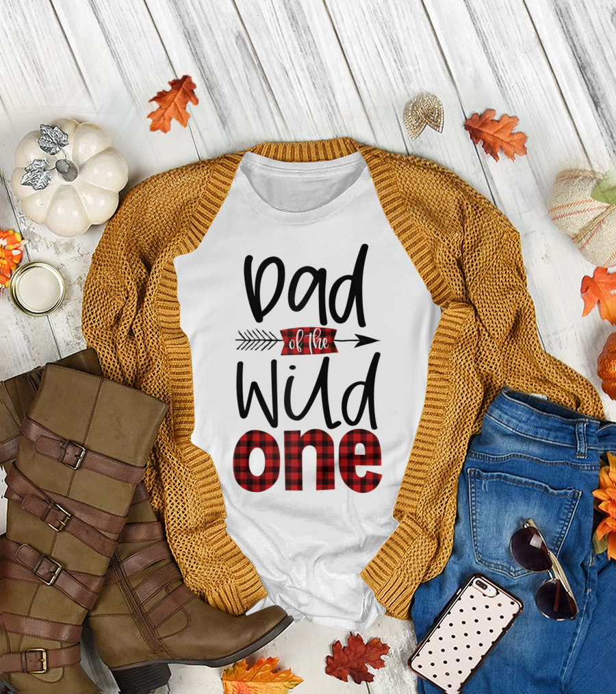 Dad Of The Wild One Plaid Lumberjack Birthday T-Shirt