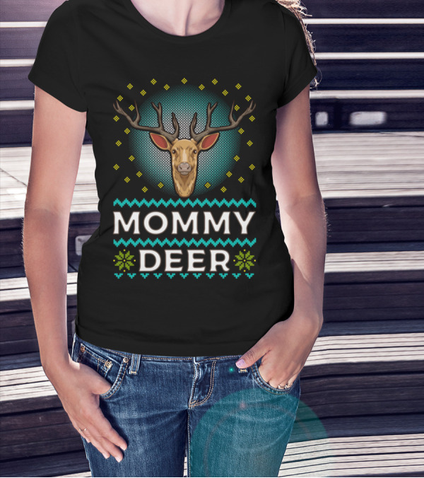 Mommy Deer Christmas Knit T-Shirt