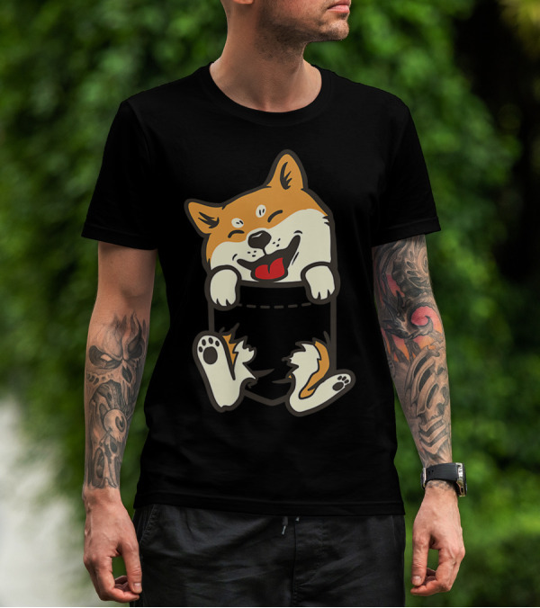 Pocket Shiba Inu Feet Cute Doge Akita Dog T-Shirt