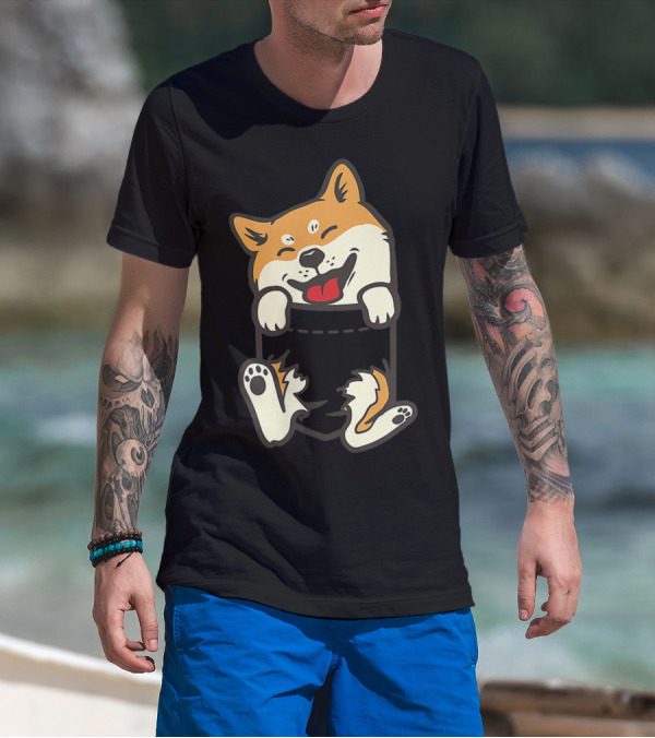Pocket Shiba Inu Feet Cute Doge Akita Dog T-Shirt