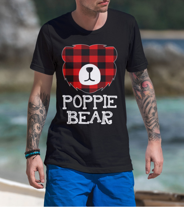 Red Plaid Poppie Bear Buffalo Check T-Shirt