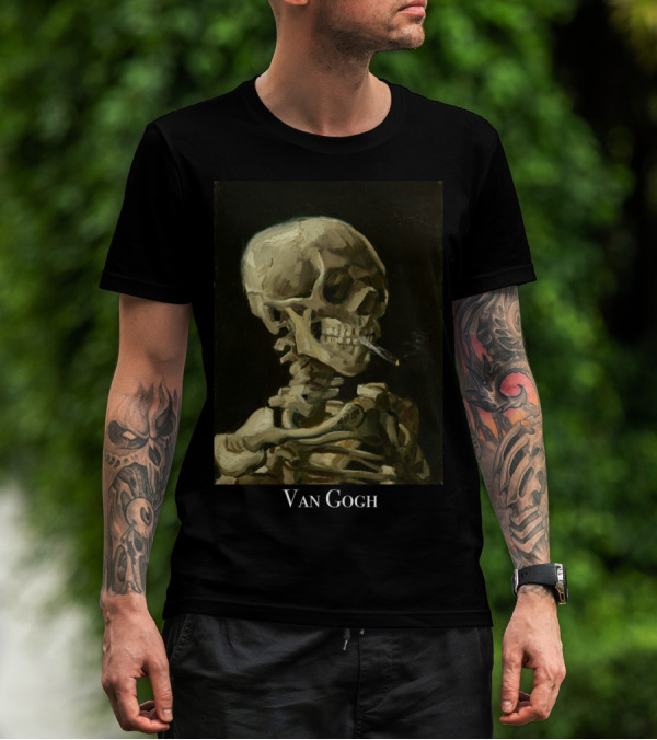 Rockstar Van Gogh Skull Smoking Art Collection T-Shirt