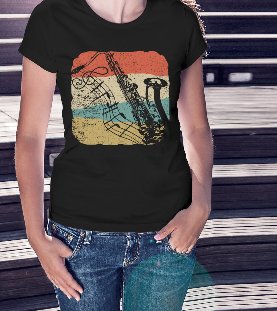 Saxophone Player Jazz Music 70s T-Shirt